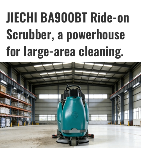L'autolaveuse autoportée JIECHI BA900BT, une machine puissante pour le nettoyage de grandes surfaces, le choix idéal pour un nettoyage en profondeur initial.