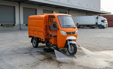 High pressure washer cleaning car parks